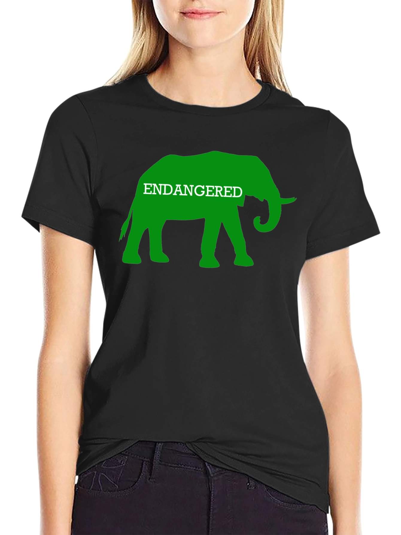 Endangered Elephant Graphic Tee - Black