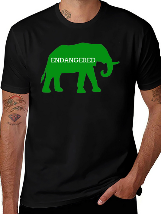 Endangered Elephant Graphic Tee - Black