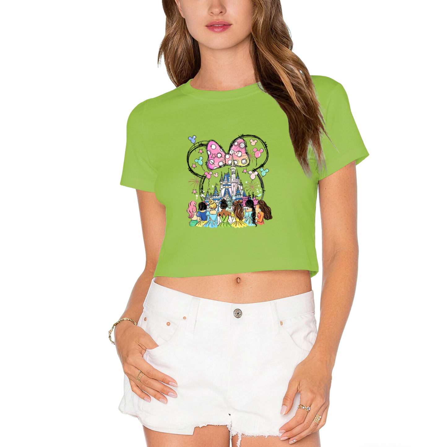 Magical Disney Princess Castle Graphic Y2K Crop Tee