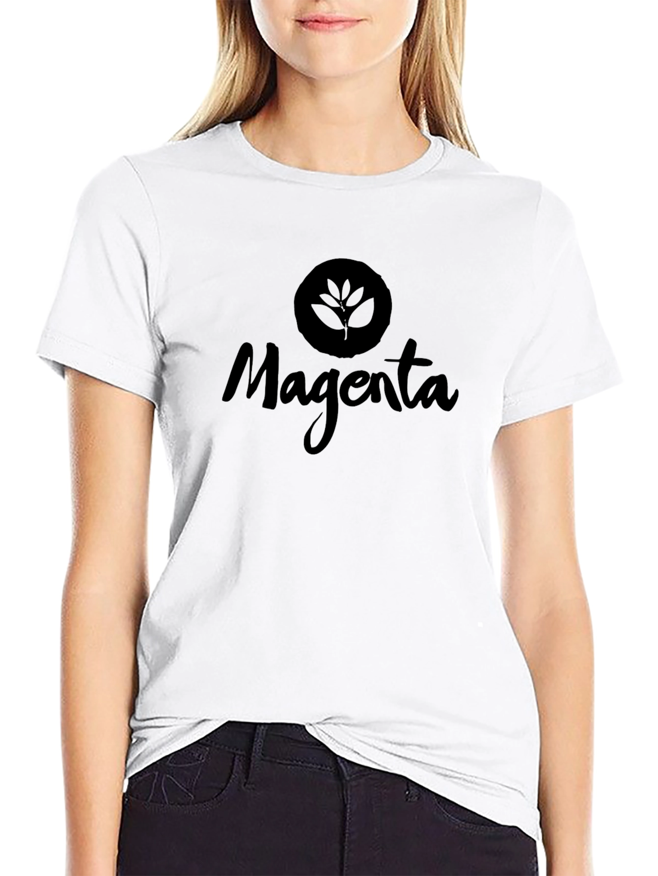 Magenta Logo Black T-Shirt