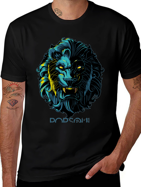 Lion Graphic Print Black T-Shirt - Stylish Mens Apparel