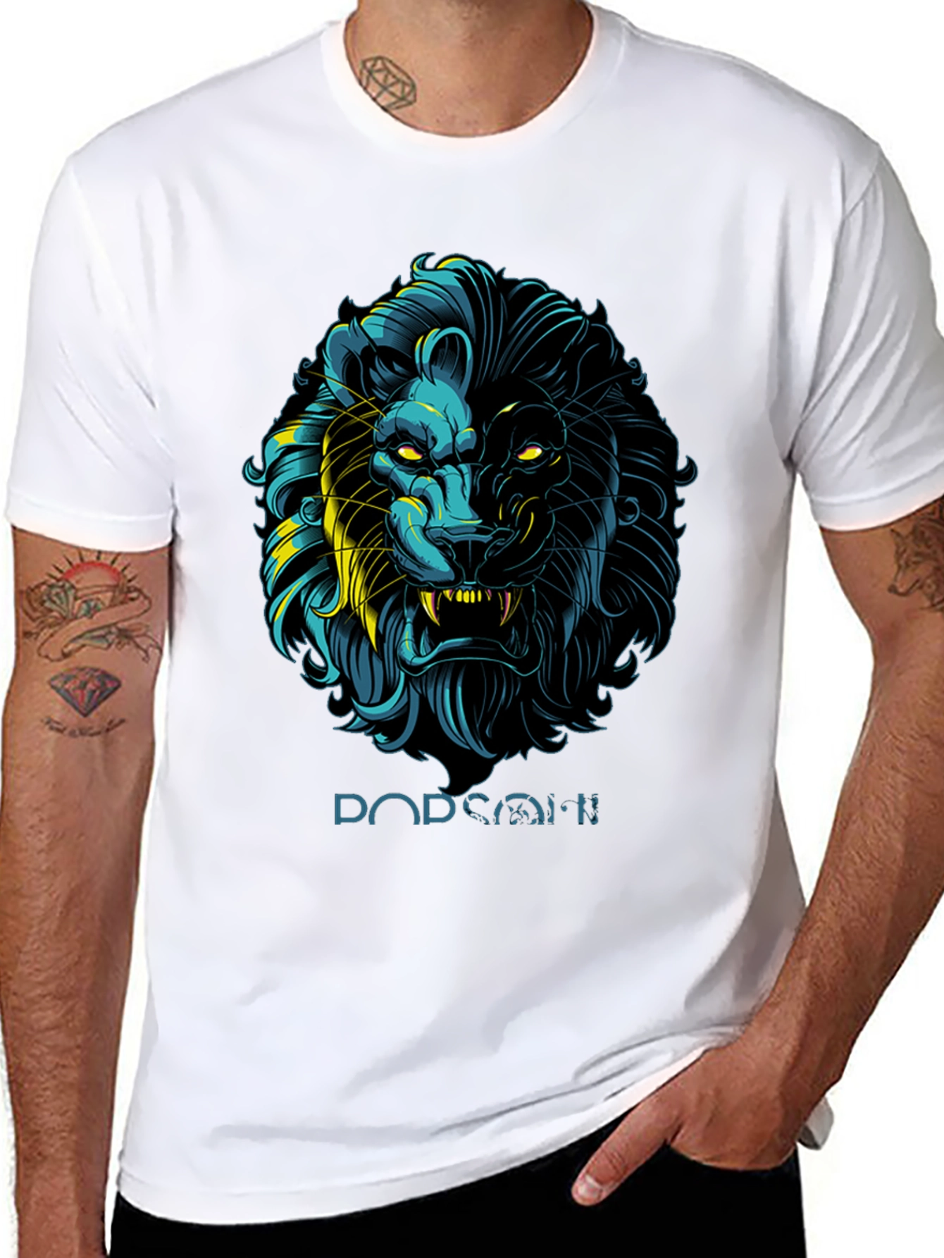 Lion Graphic Print Black T-Shirt - Stylish Mens Apparel