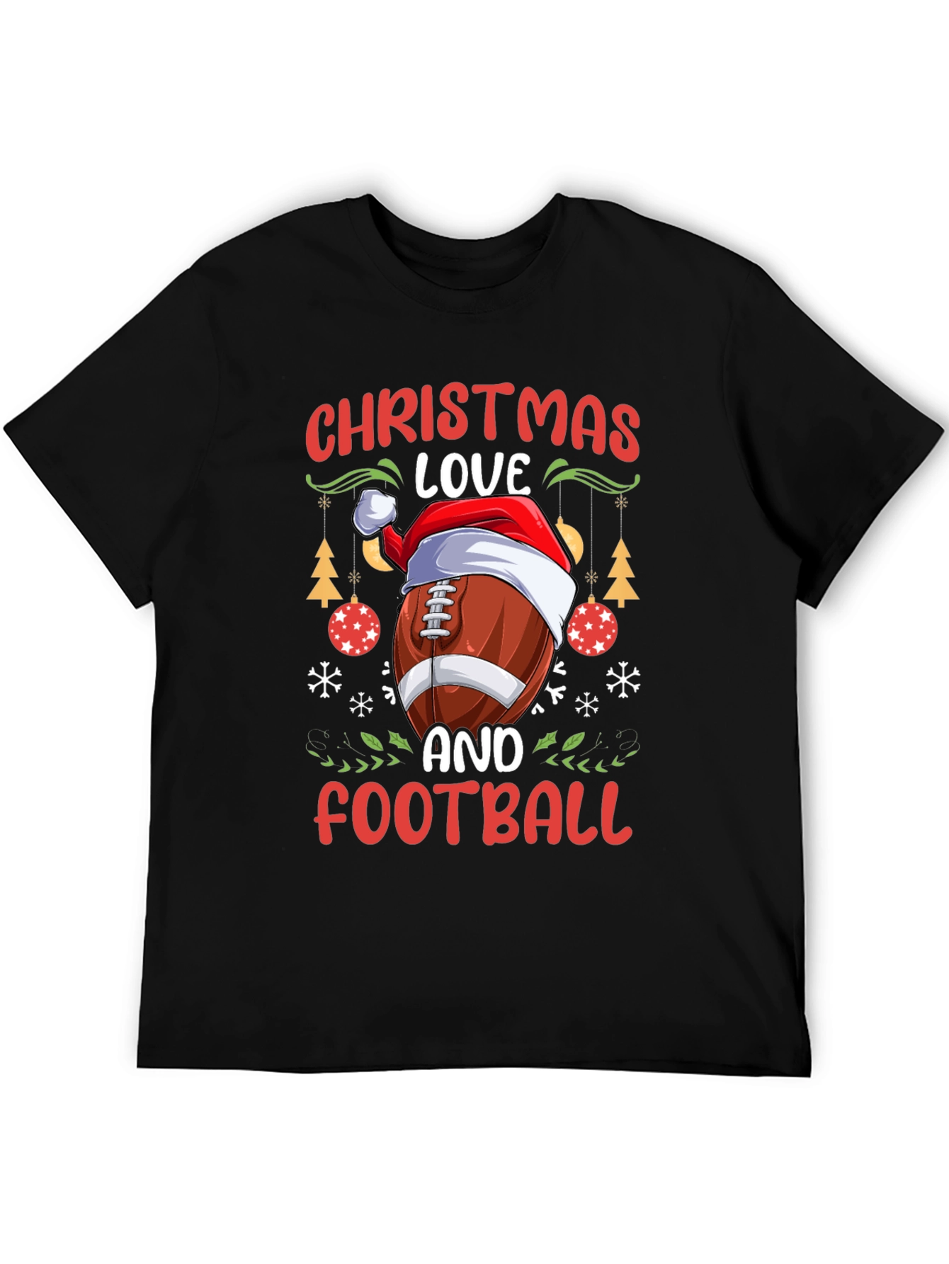 Christmas Love Football Graphic T-Shirt