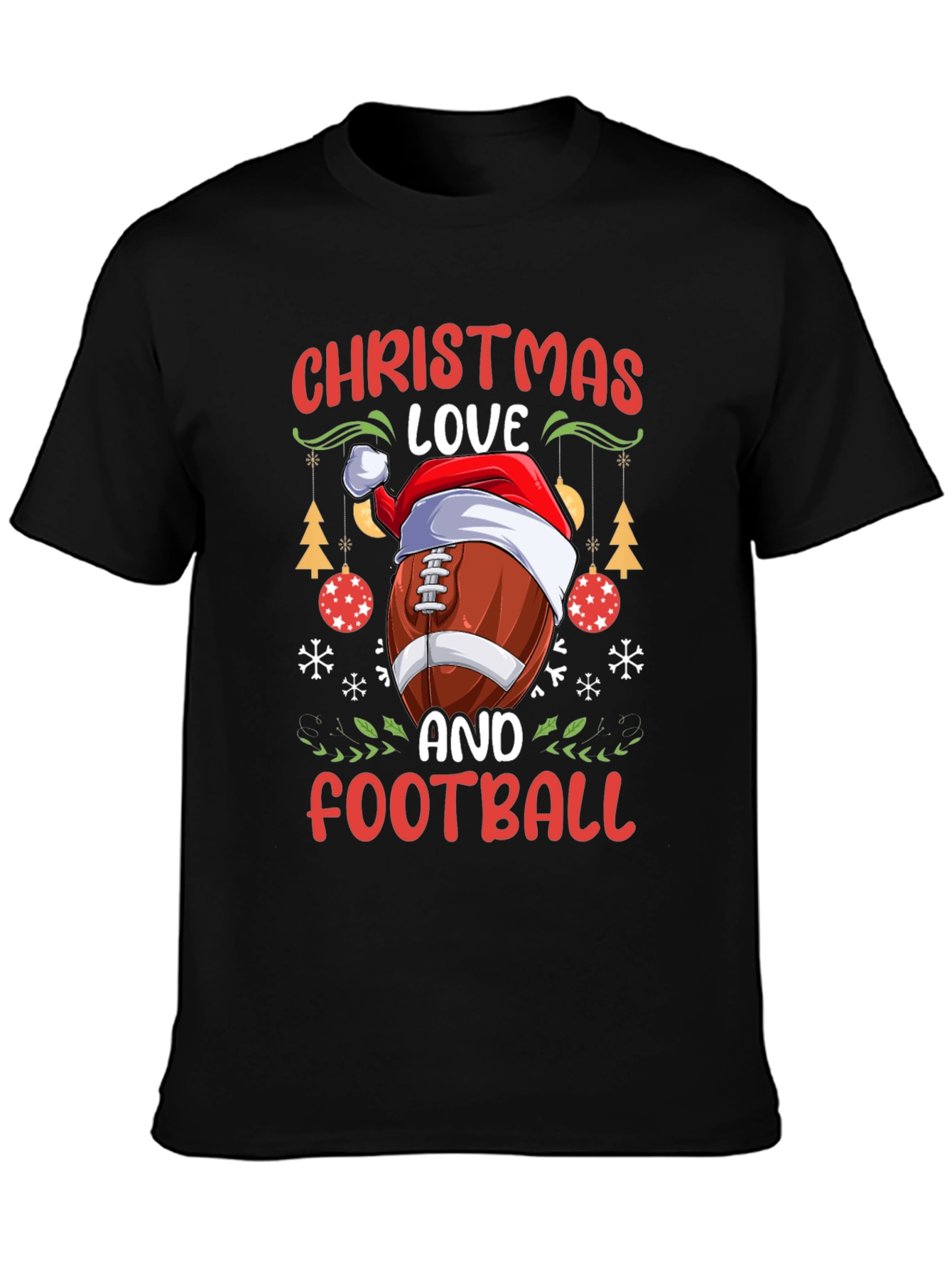 Christmas Love Football Graphic T-Shirt