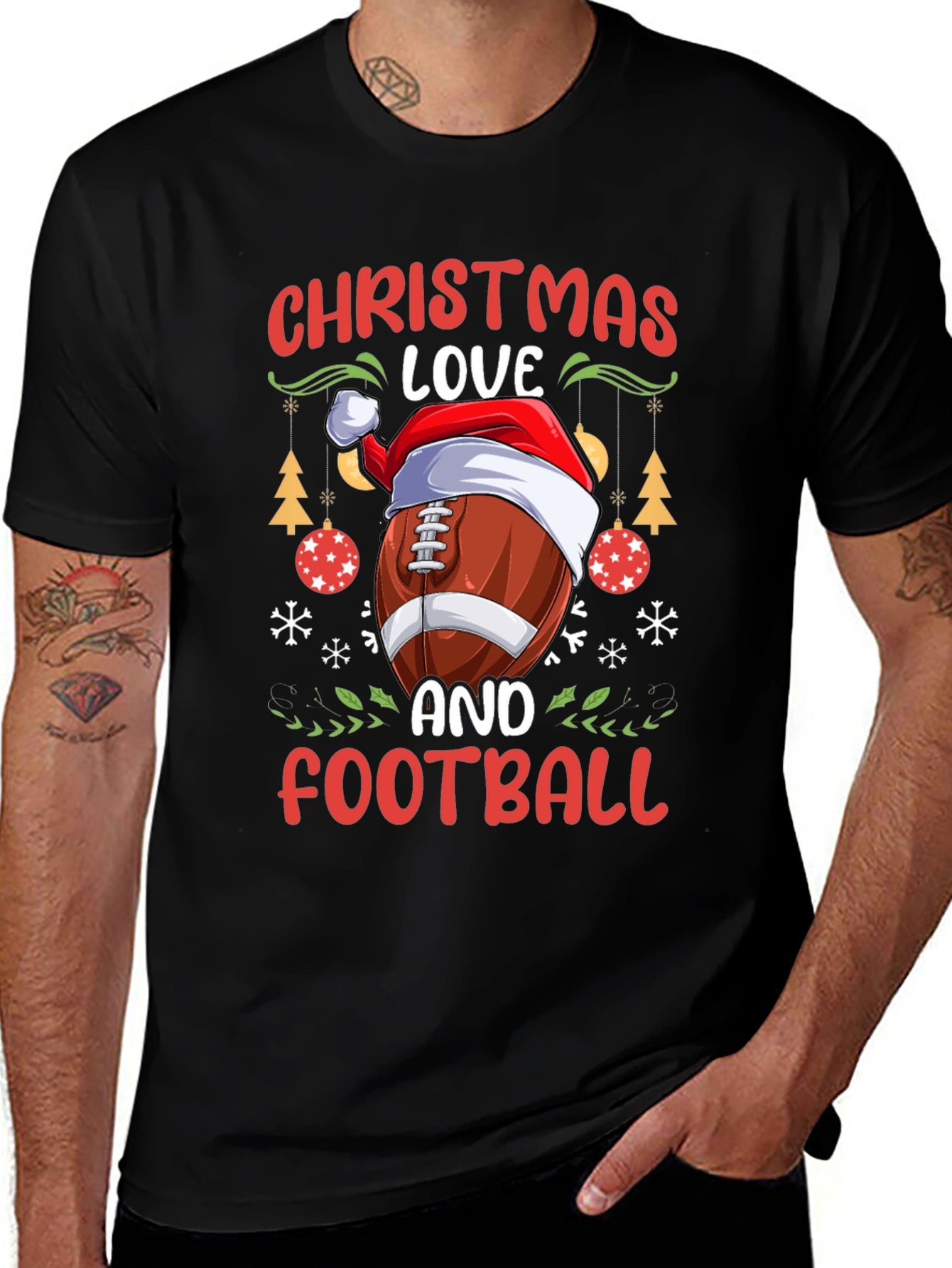 Christmas Love Football Graphic T-Shirt