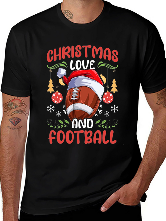 Christmas Love Football Graphic T-Shirt