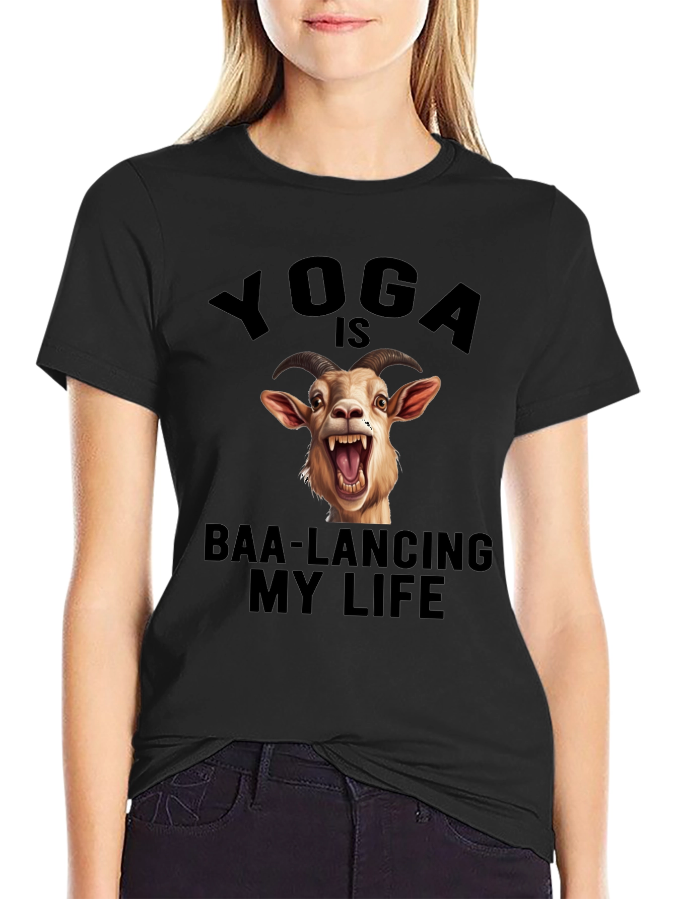 Yoga Goat T-Shirt - Baa-lancing My Life Graphic Tee