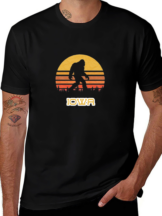 Iowa Bigfoot Sunset Graphic Tee - Black