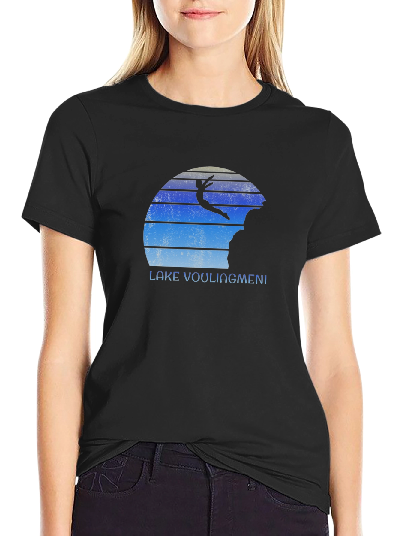 Lake Vouliagmeni Diver Black T-Shirt