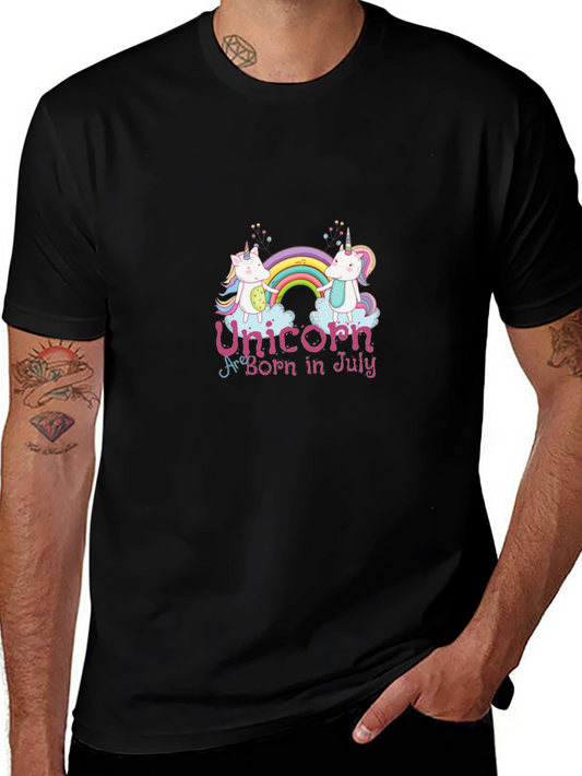 Unicorn Born in July Black T-Shirt
