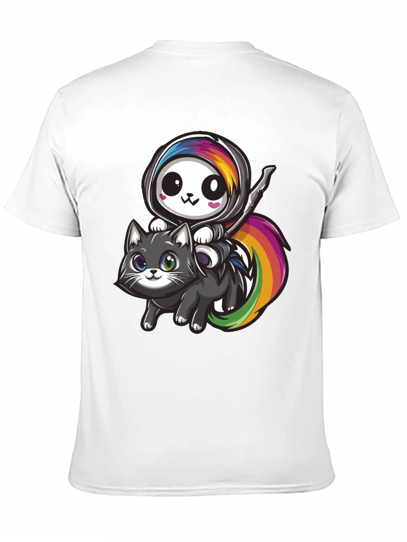 Kawaii Grim Reaper Riding Cat T-Shirt