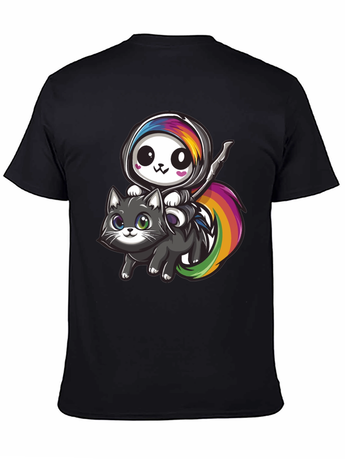 Kawaii Grim Reaper Riding Cat T-Shirt