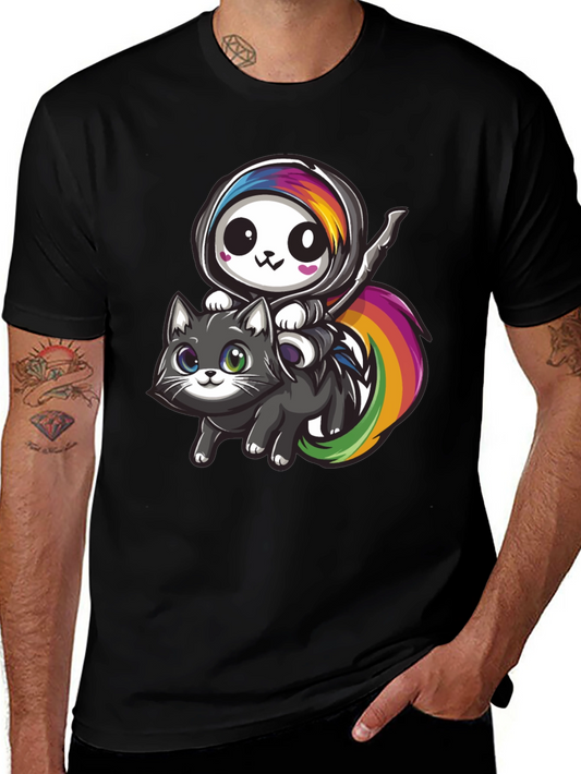 Kawaii Grim Reaper Riding Cat T-Shirt