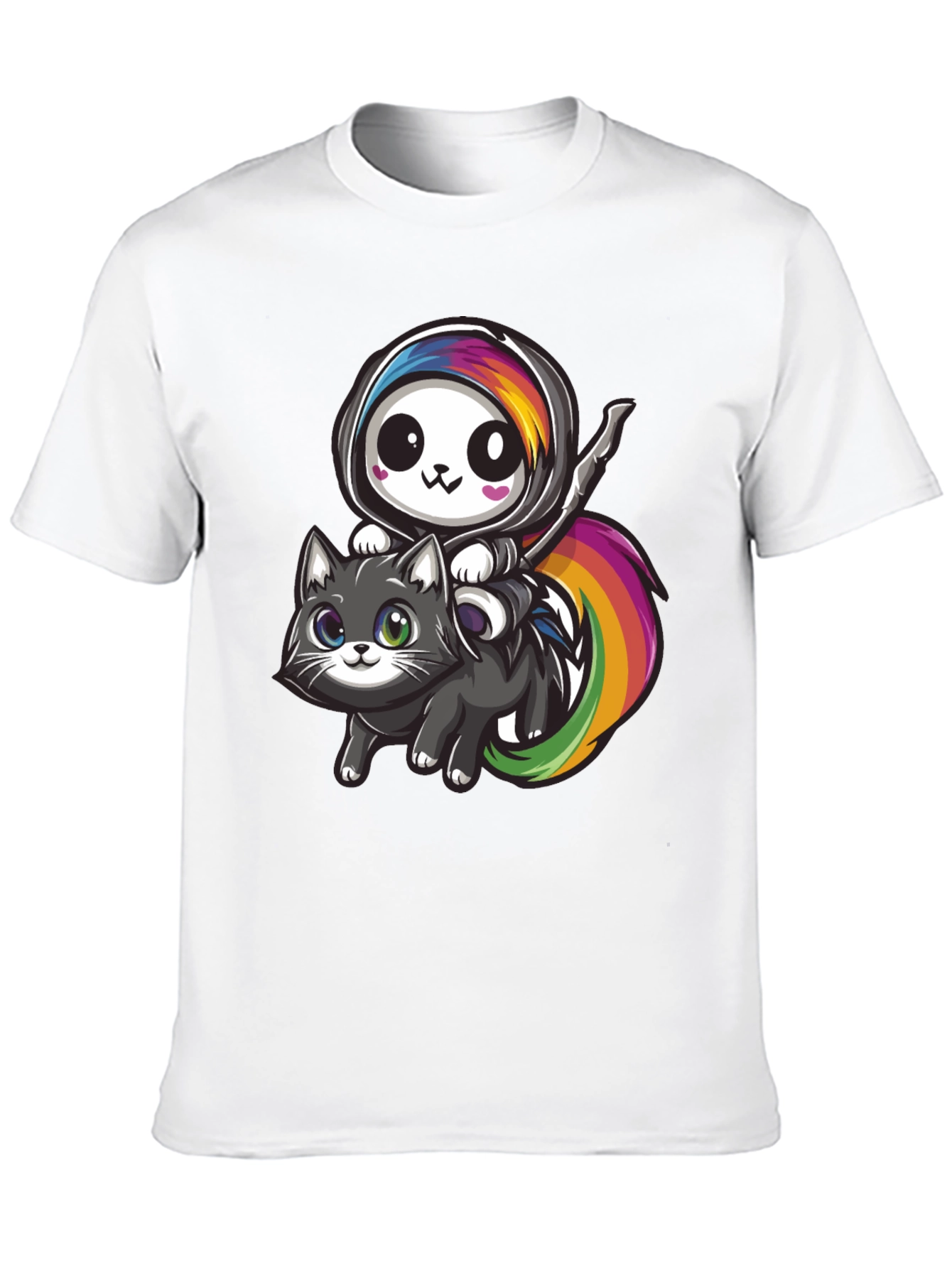 Kawaii Grim Reaper Riding Cat T-Shirt