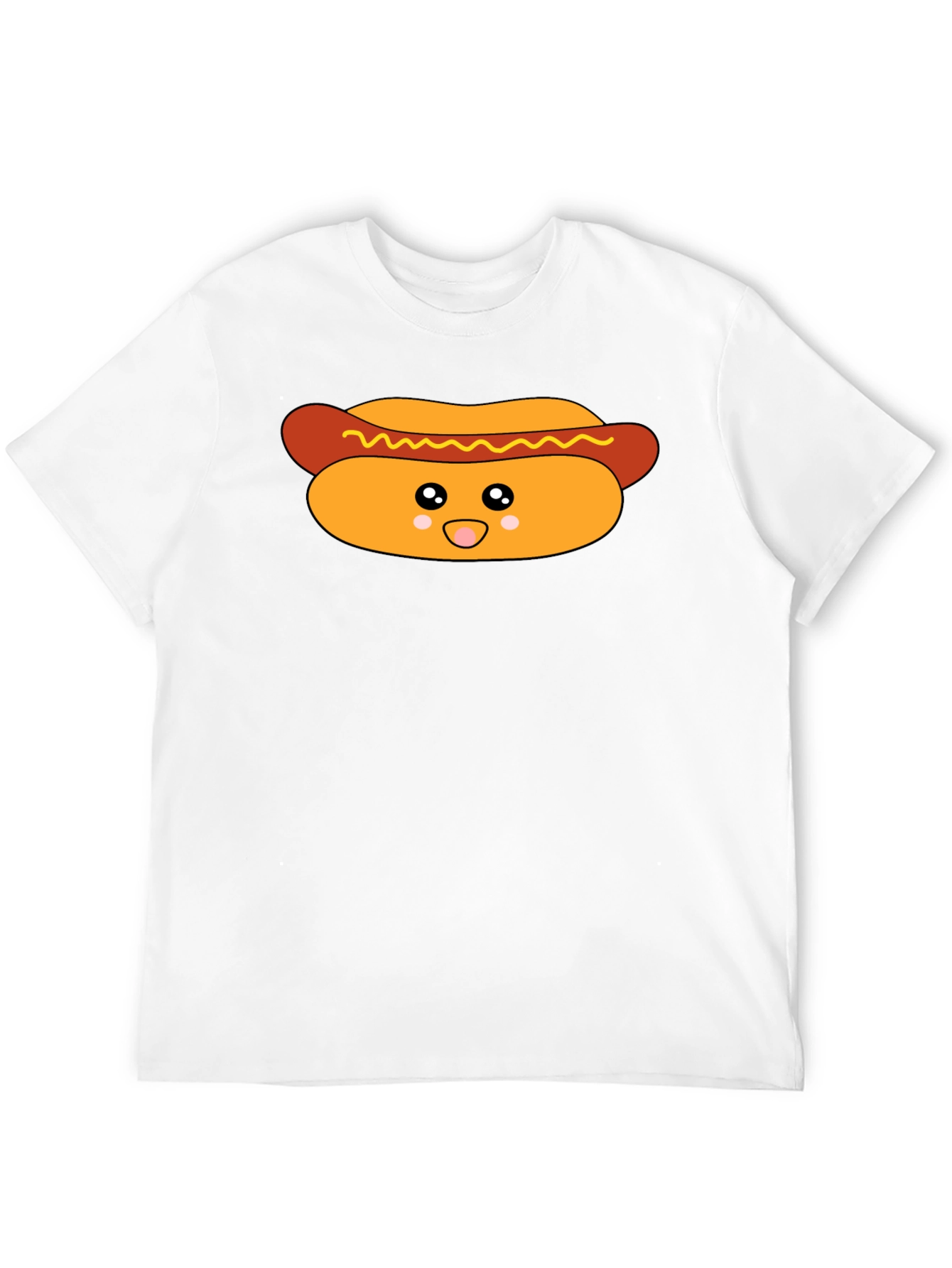 Cute Hot Dog Graphic T-Shirt - Black
