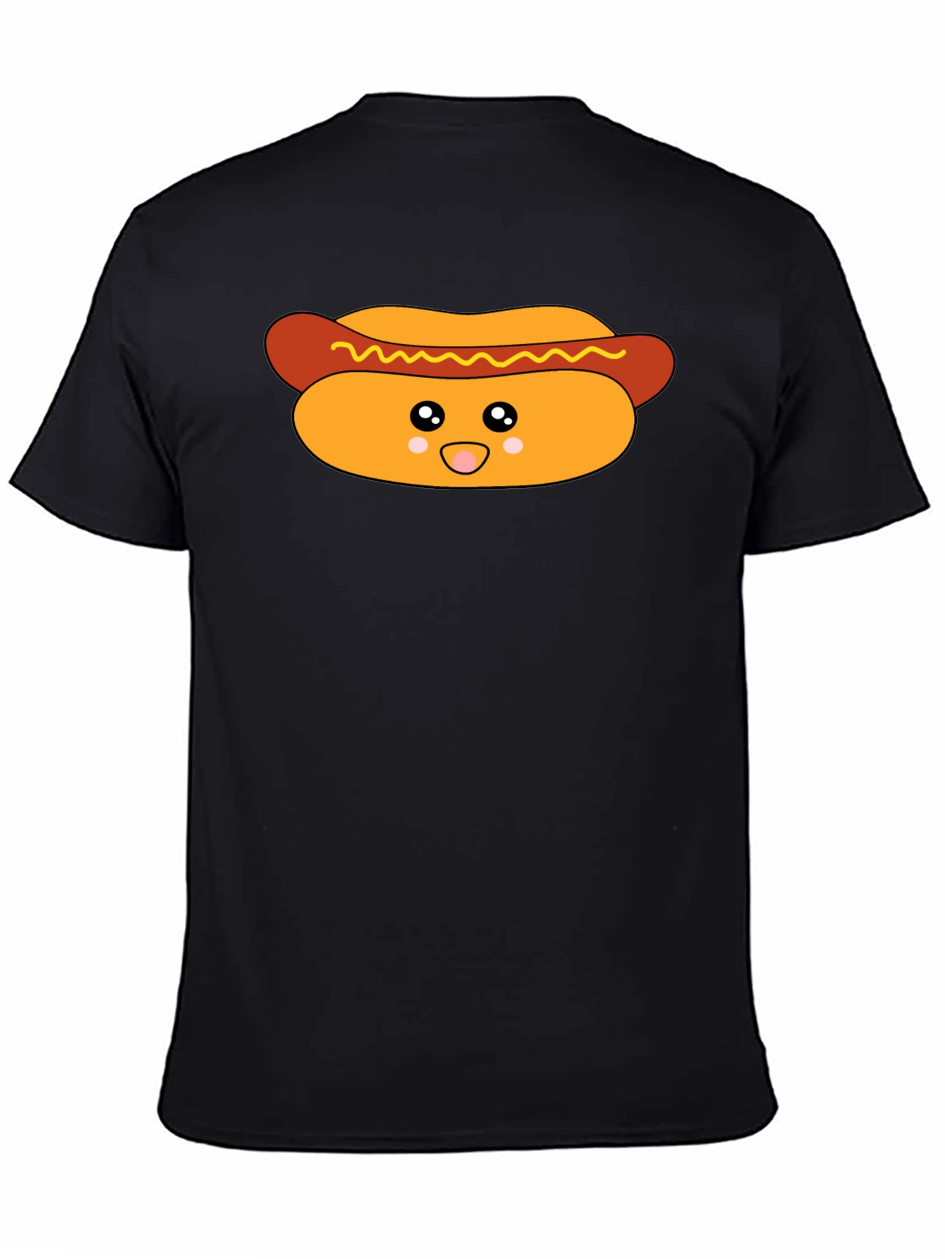 Cute Hot Dog Graphic T-Shirt - Black