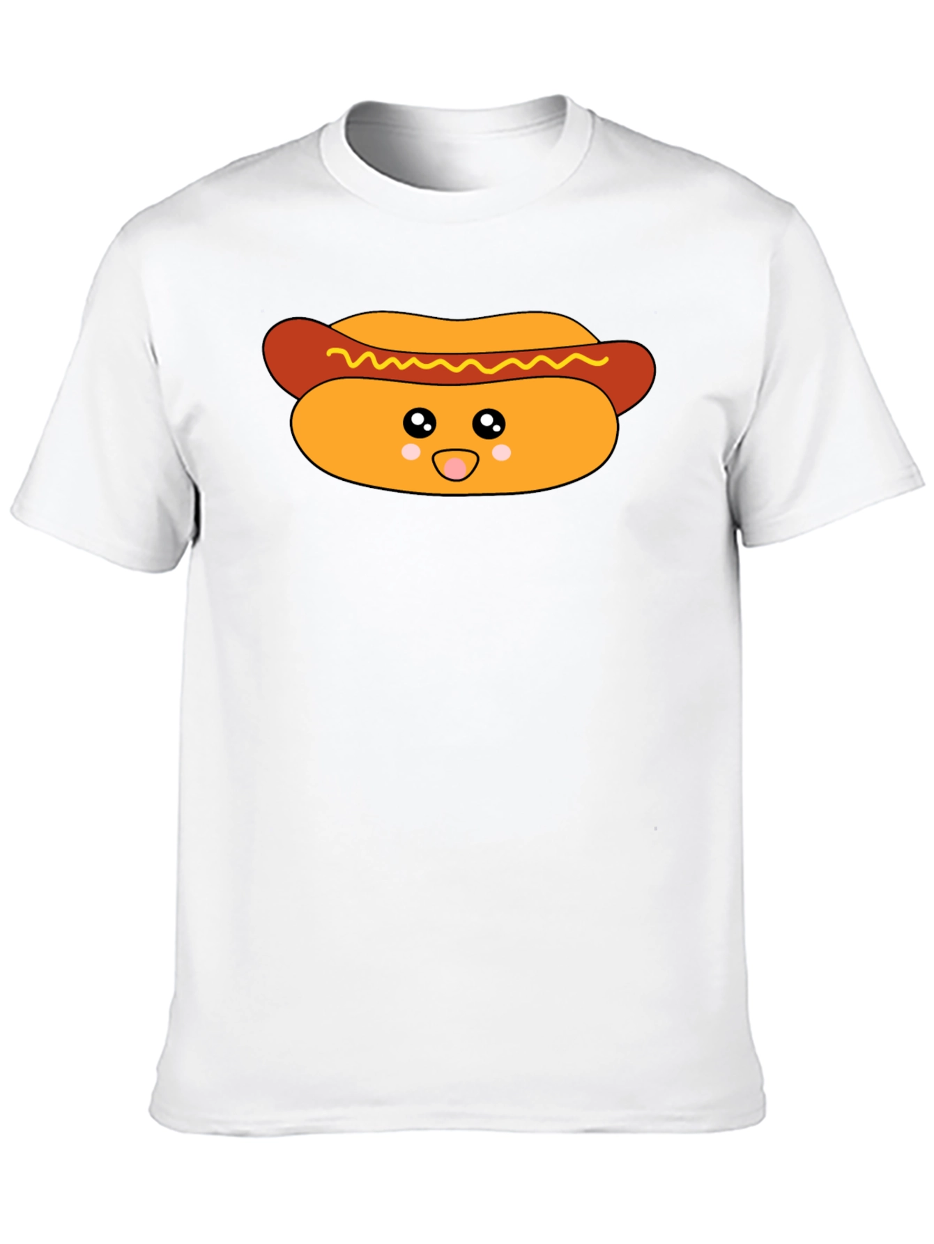 Cute Hot Dog Graphic T-Shirt - Black