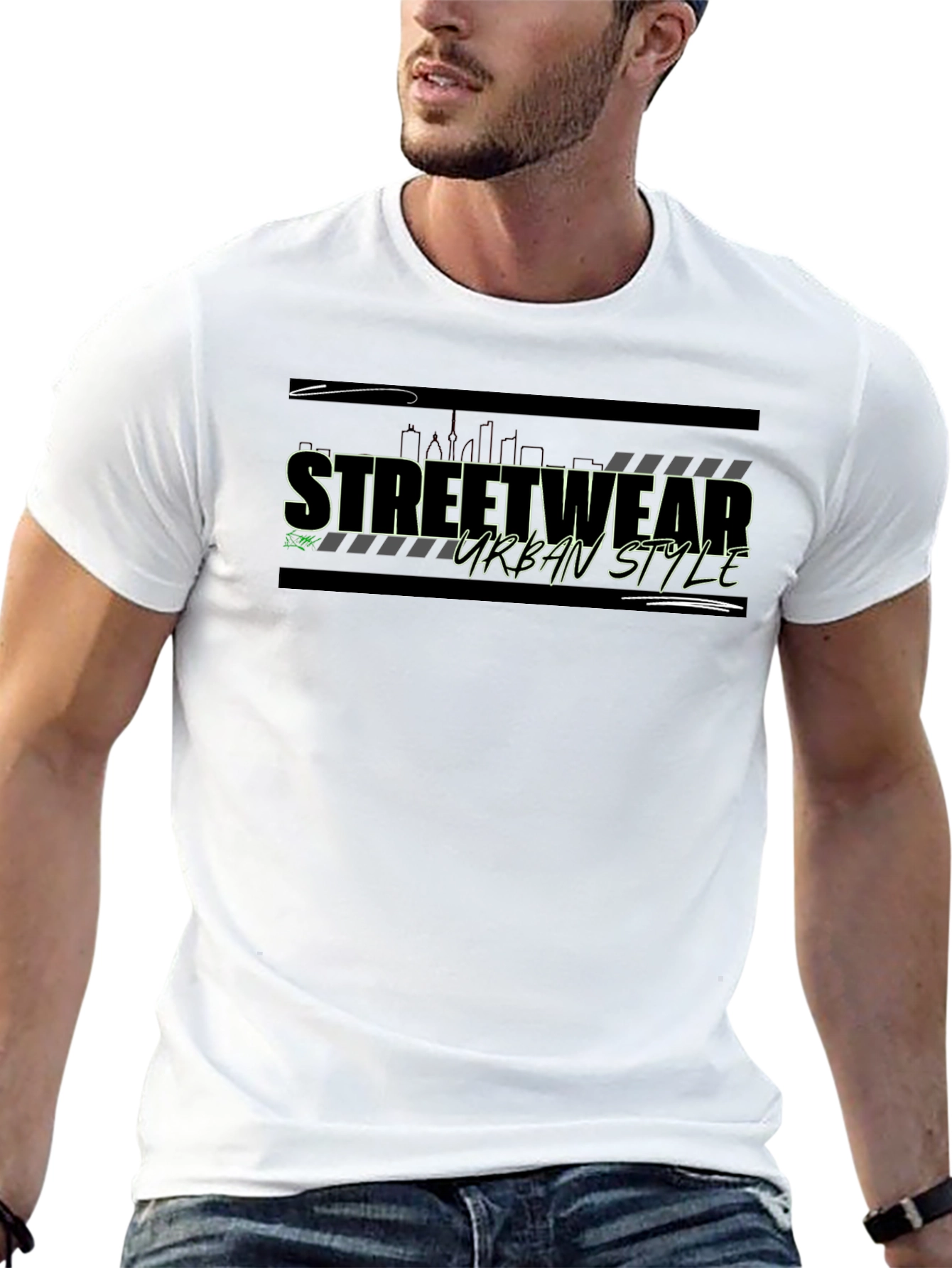 Streetwear Urban Style Graphic Tee - Black