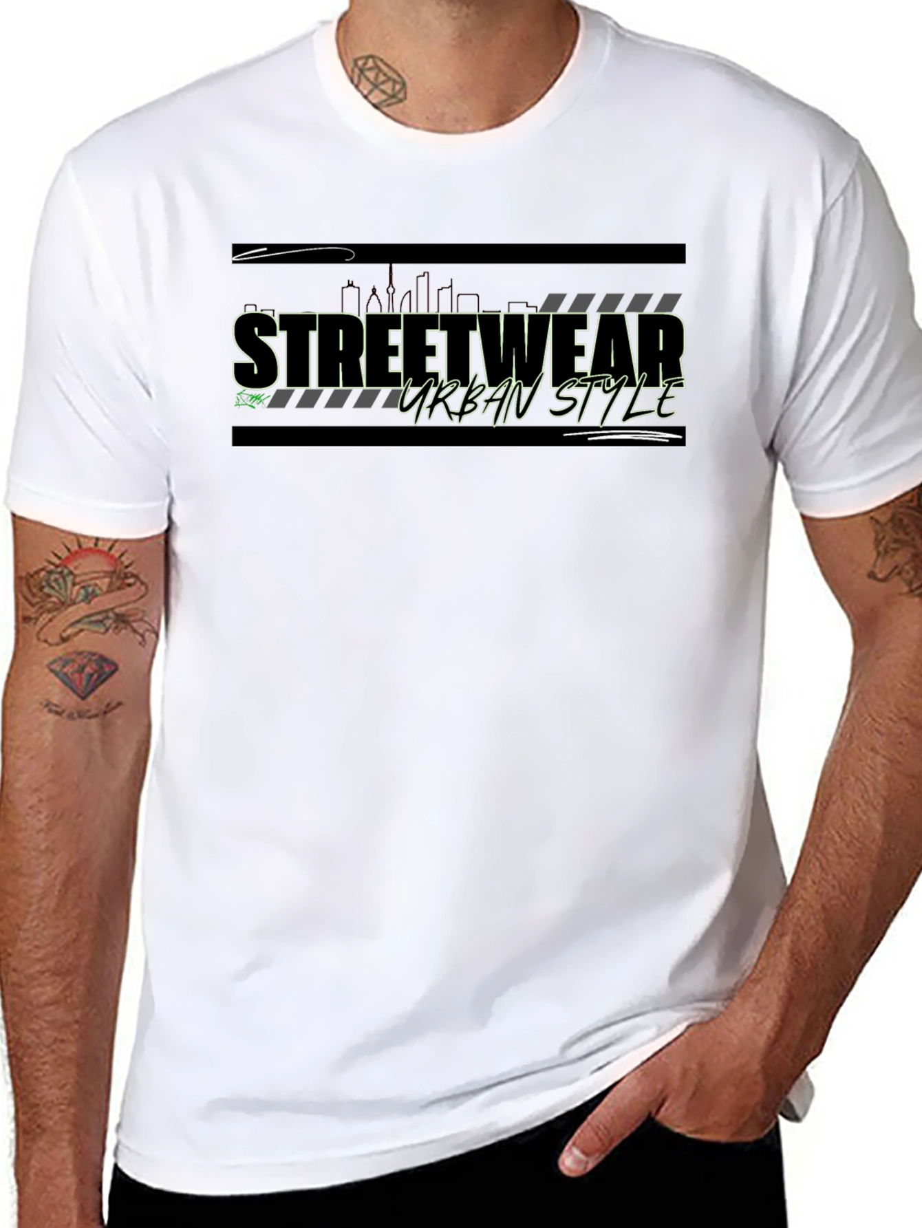 Streetwear Urban Style Graphic Tee - Black