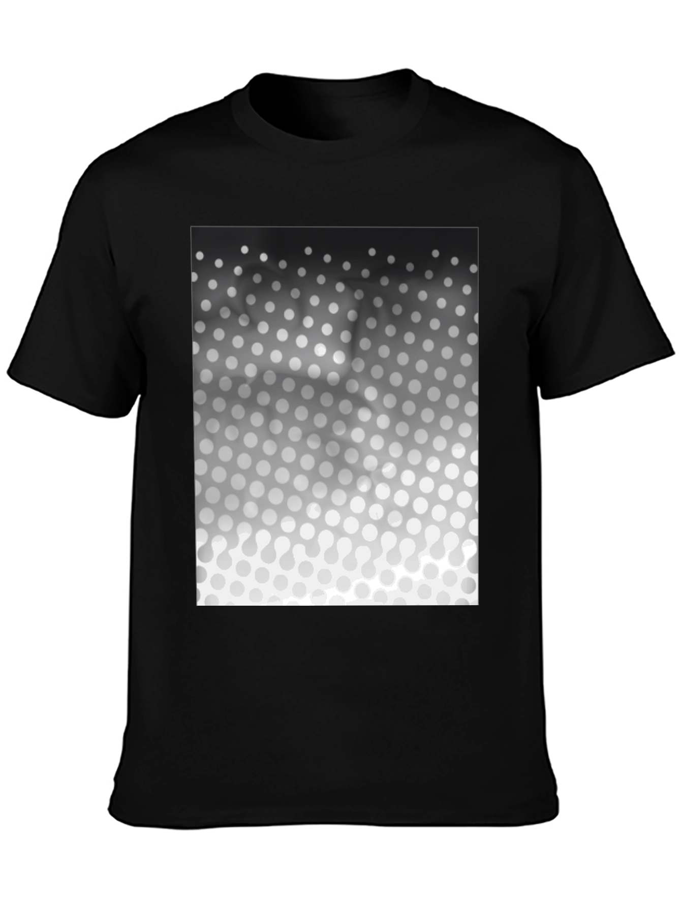 Modern Gradient Polka Dot Pattern Black T-Shirt