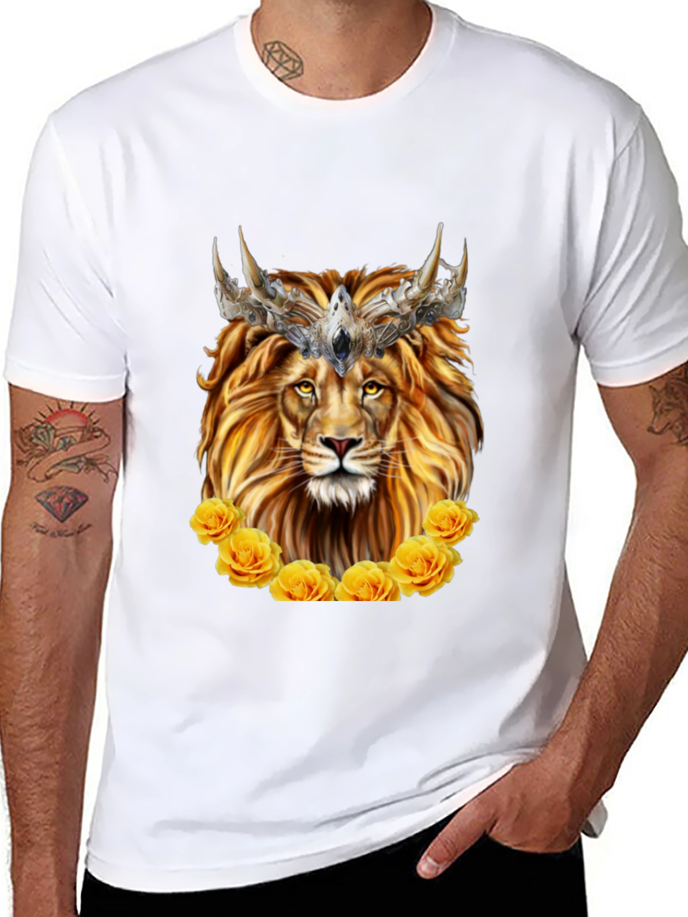 Lion King T-Shirt - Golden Roses & Crown
