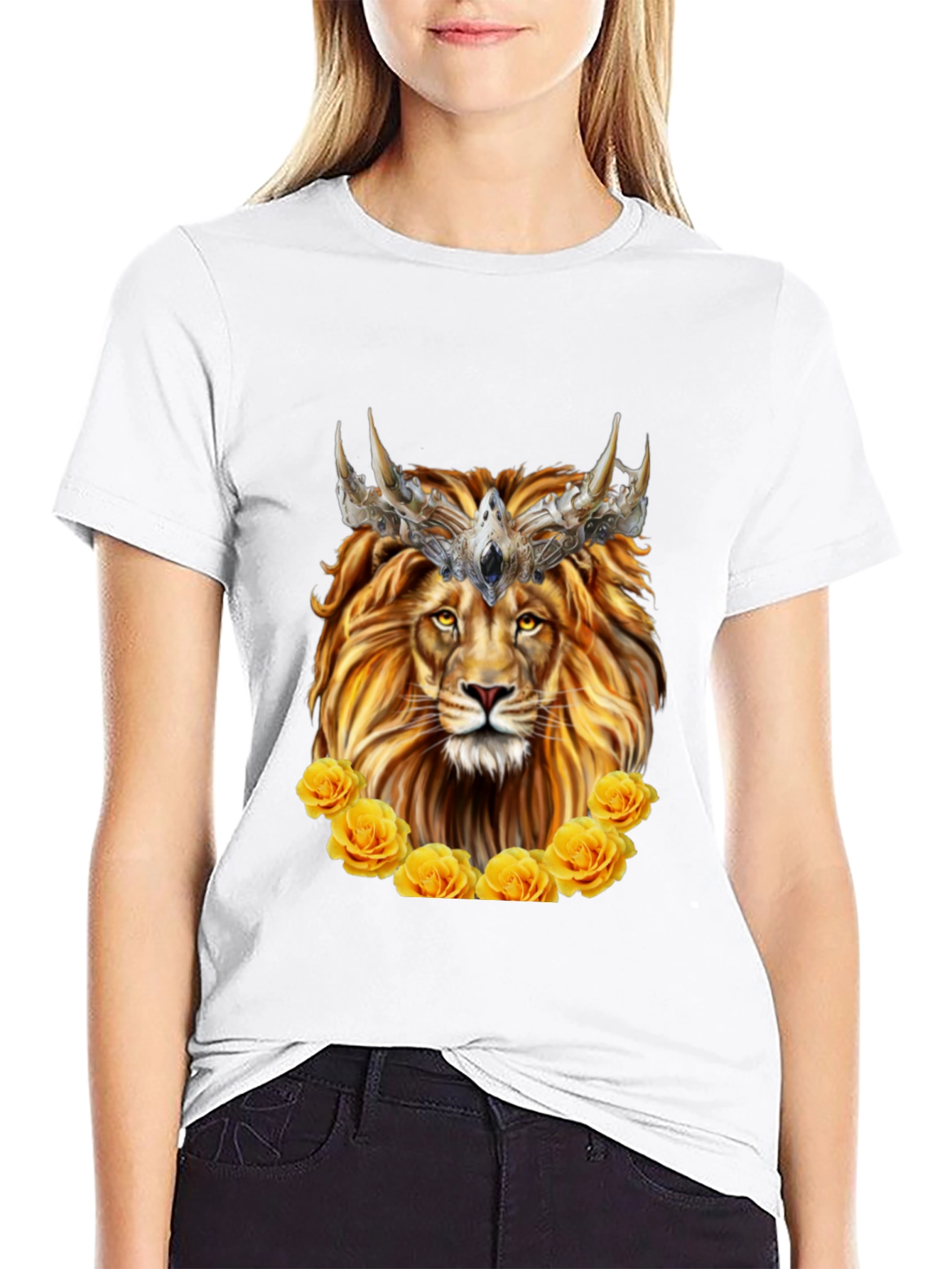 Lion King T-Shirt - Golden Roses & Crown