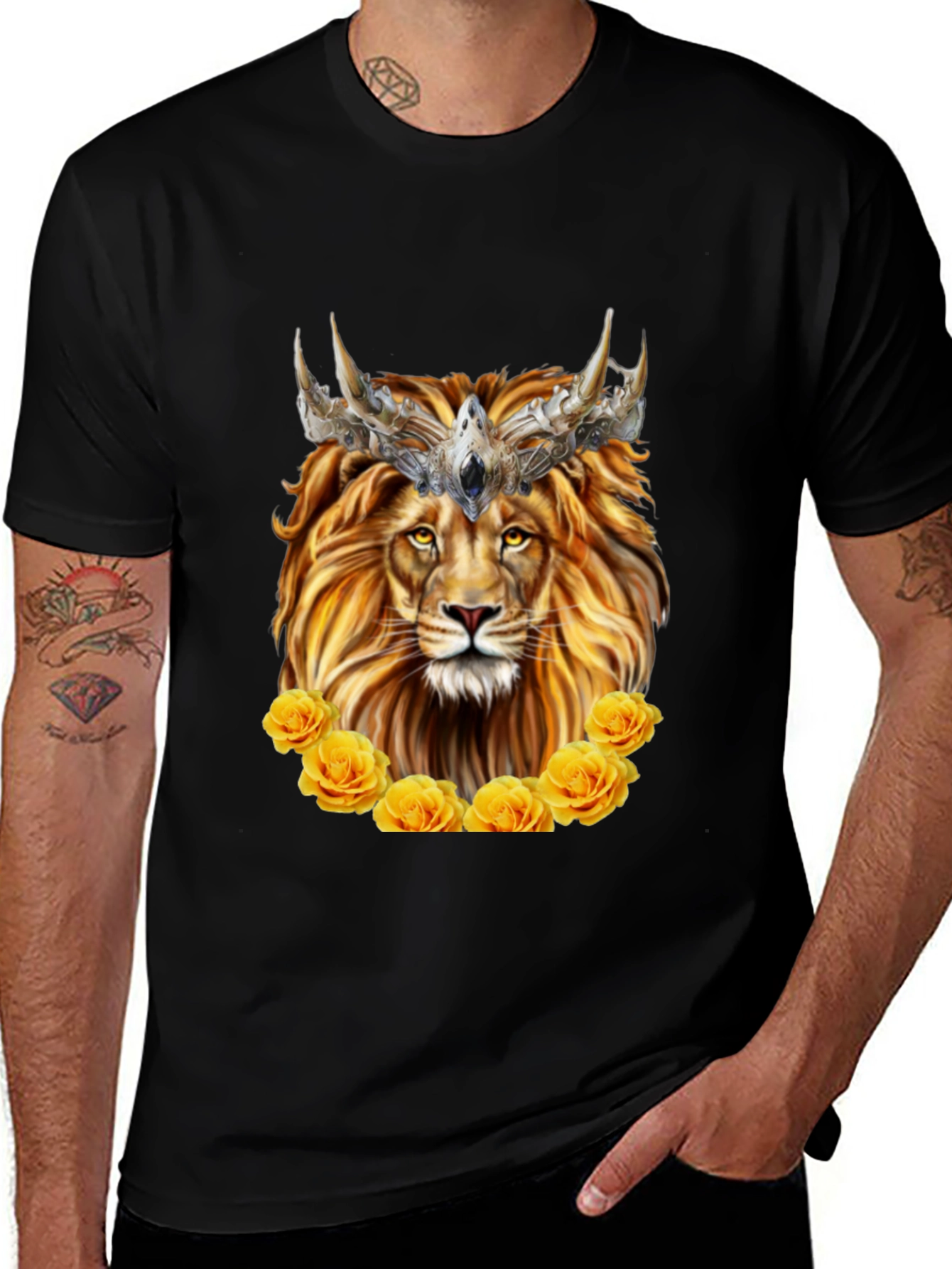 Lion King T-Shirt - Golden Roses & Crown