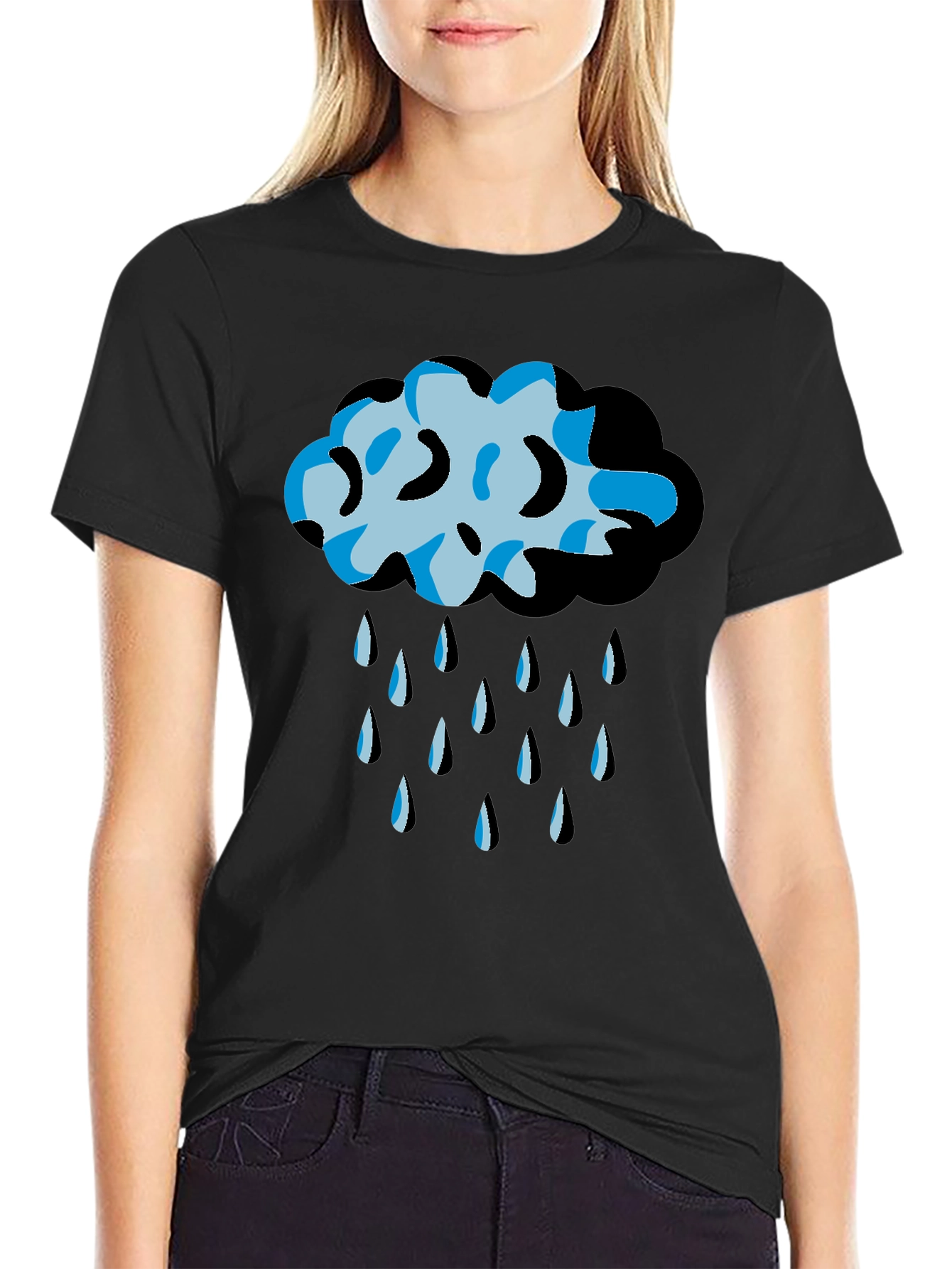Rain Cloud Graphic Tee - Black Unisex T-Shirt