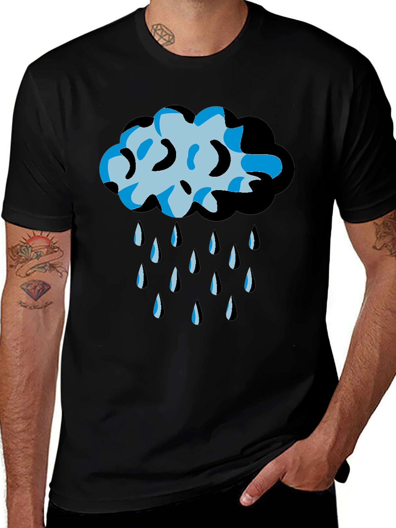 Rain Cloud Graphic Tee - Black Unisex T-Shirt