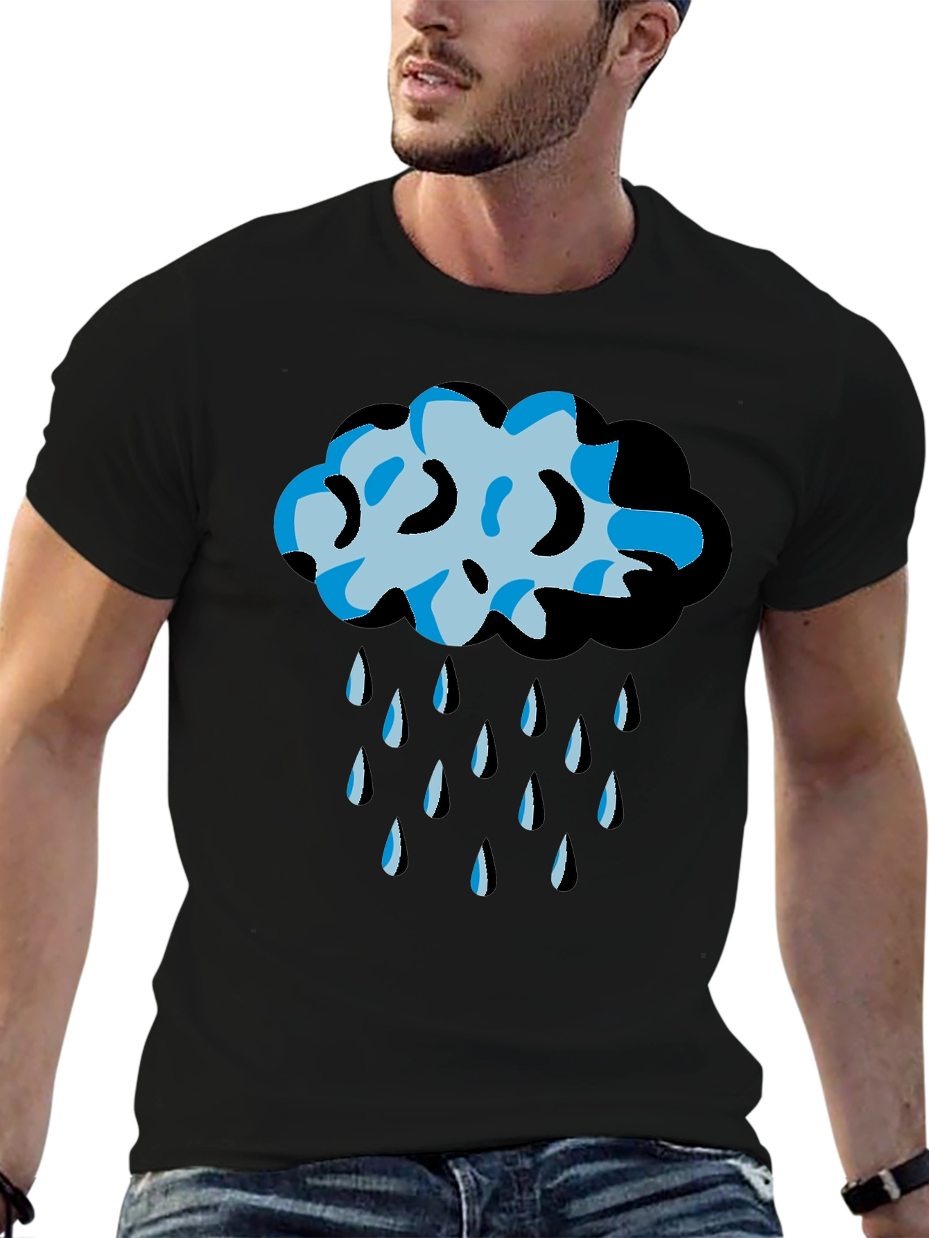 Rain Cloud Graphic Tee - Black Unisex T-Shirt