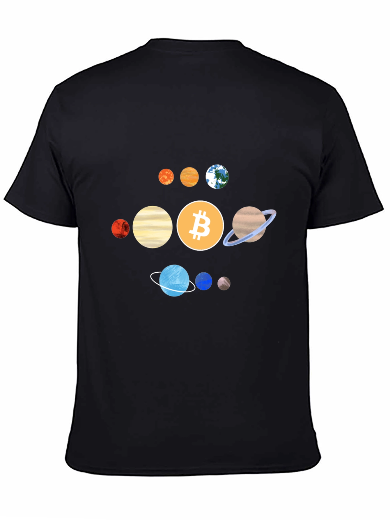 Bitcoin Solar System Graphic Tee - Crypto Planet T-Shirt
