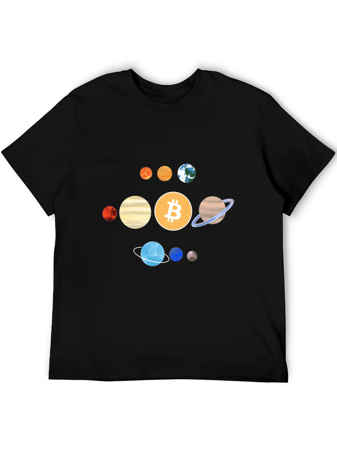 Bitcoin Solar System Graphic Tee - Crypto Planet T-Shirt