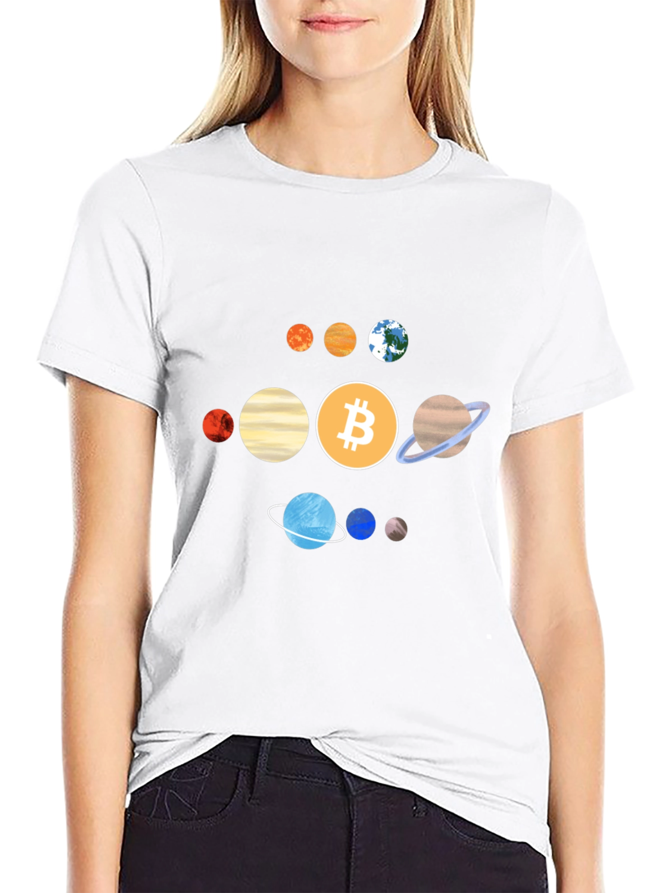 Bitcoin Solar System Graphic Tee - Crypto Planet T-Shirt