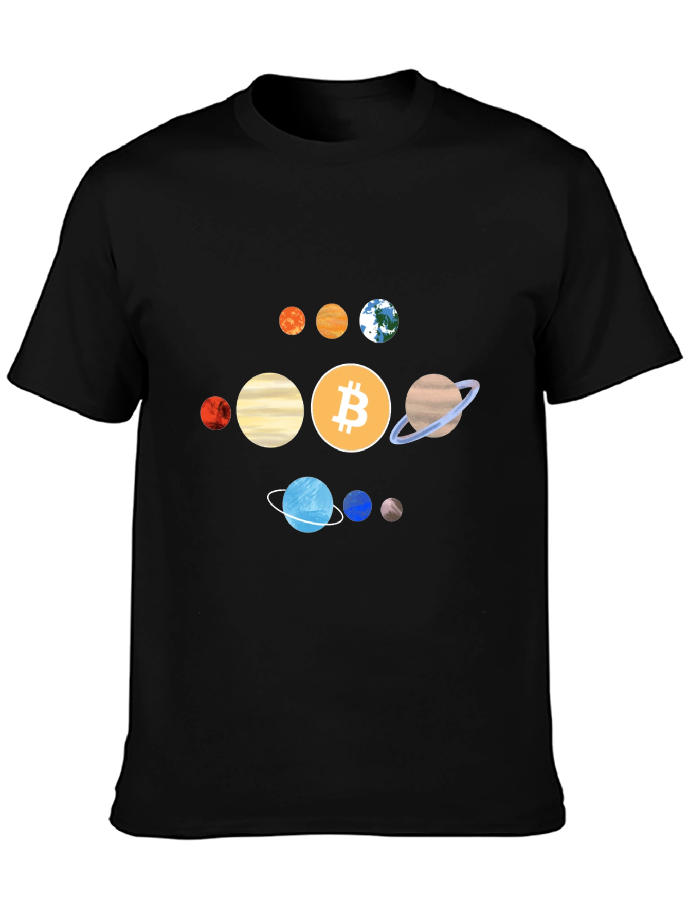 Bitcoin Solar System Graphic Tee - Crypto Planet T-Shirt