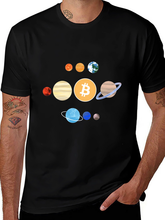 Bitcoin Solar System Graphic Tee - Crypto Planet T-Shirt