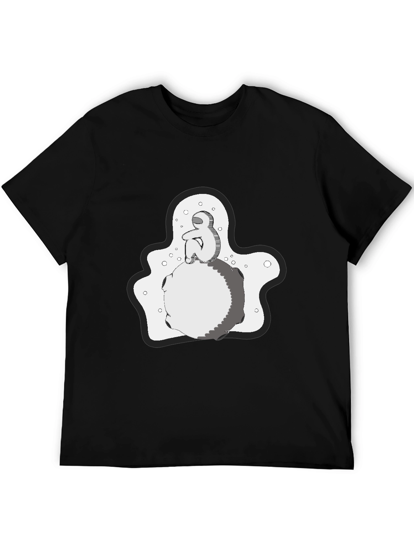 Contemplative Graphic Print T-Shirt - Black