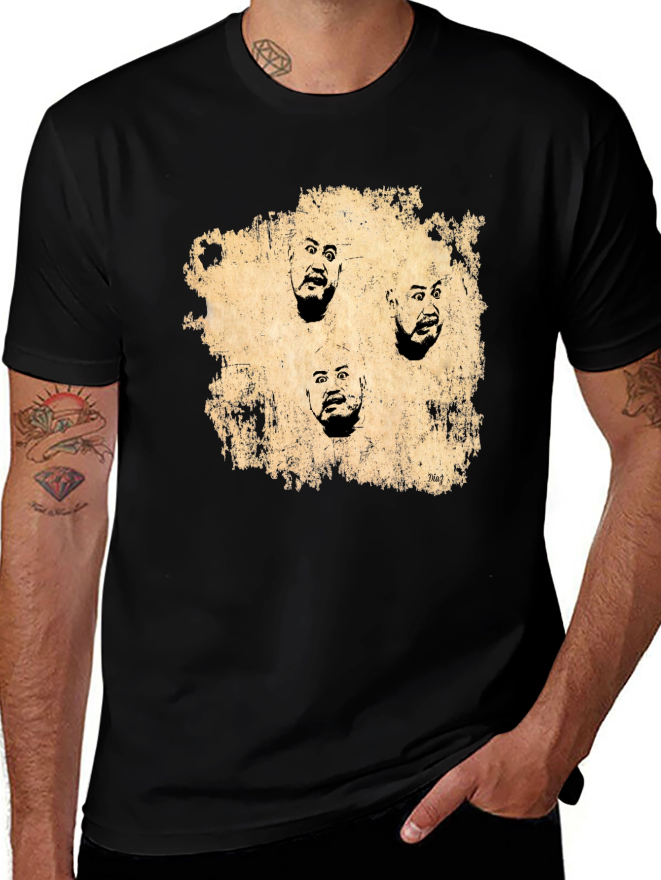 Expressionist Faces Graphic Tee - Black