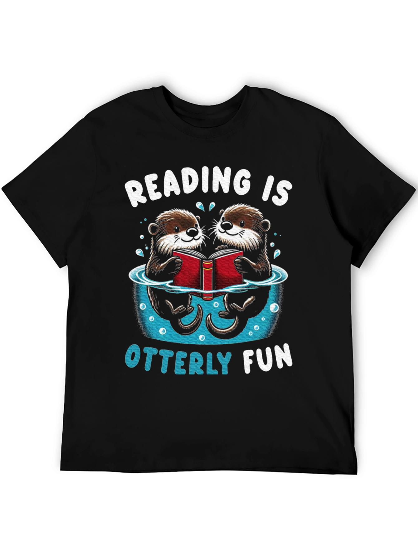 Reading Otters Black Graphic Tee - Otterly Fun!
