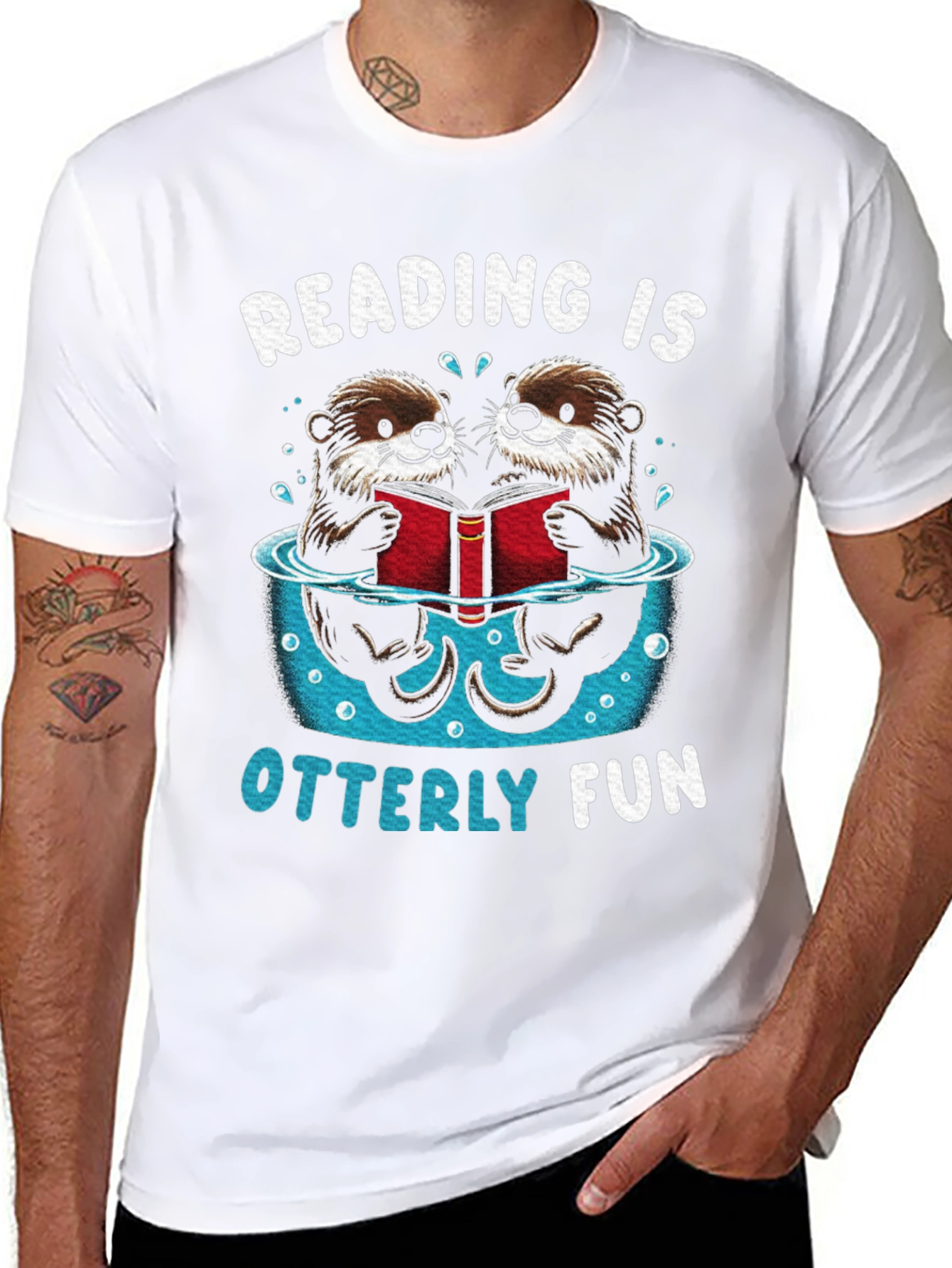 Reading Otters Black Graphic Tee - Otterly Fun!