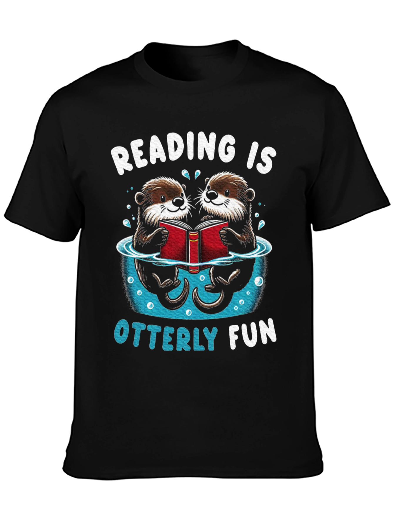 Reading Otters Black Graphic Tee - Otterly Fun!