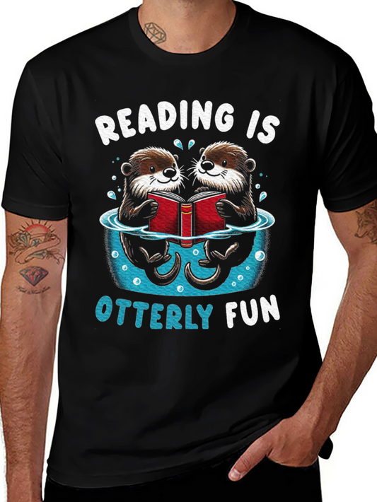 Reading Otters Black Graphic Tee - Otterly Fun!