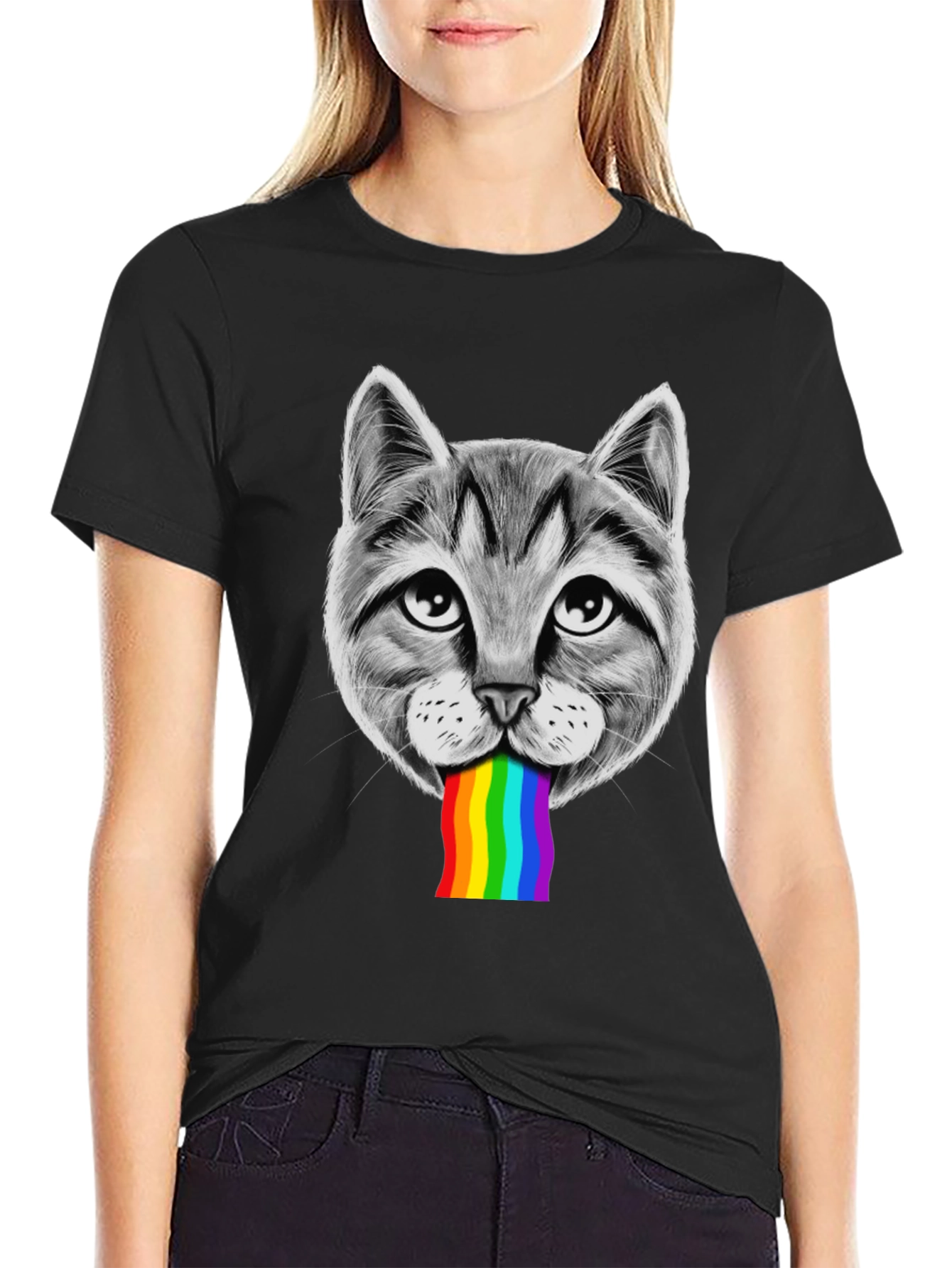 Cat Rainbow Puke T-Shirt - Pride Style