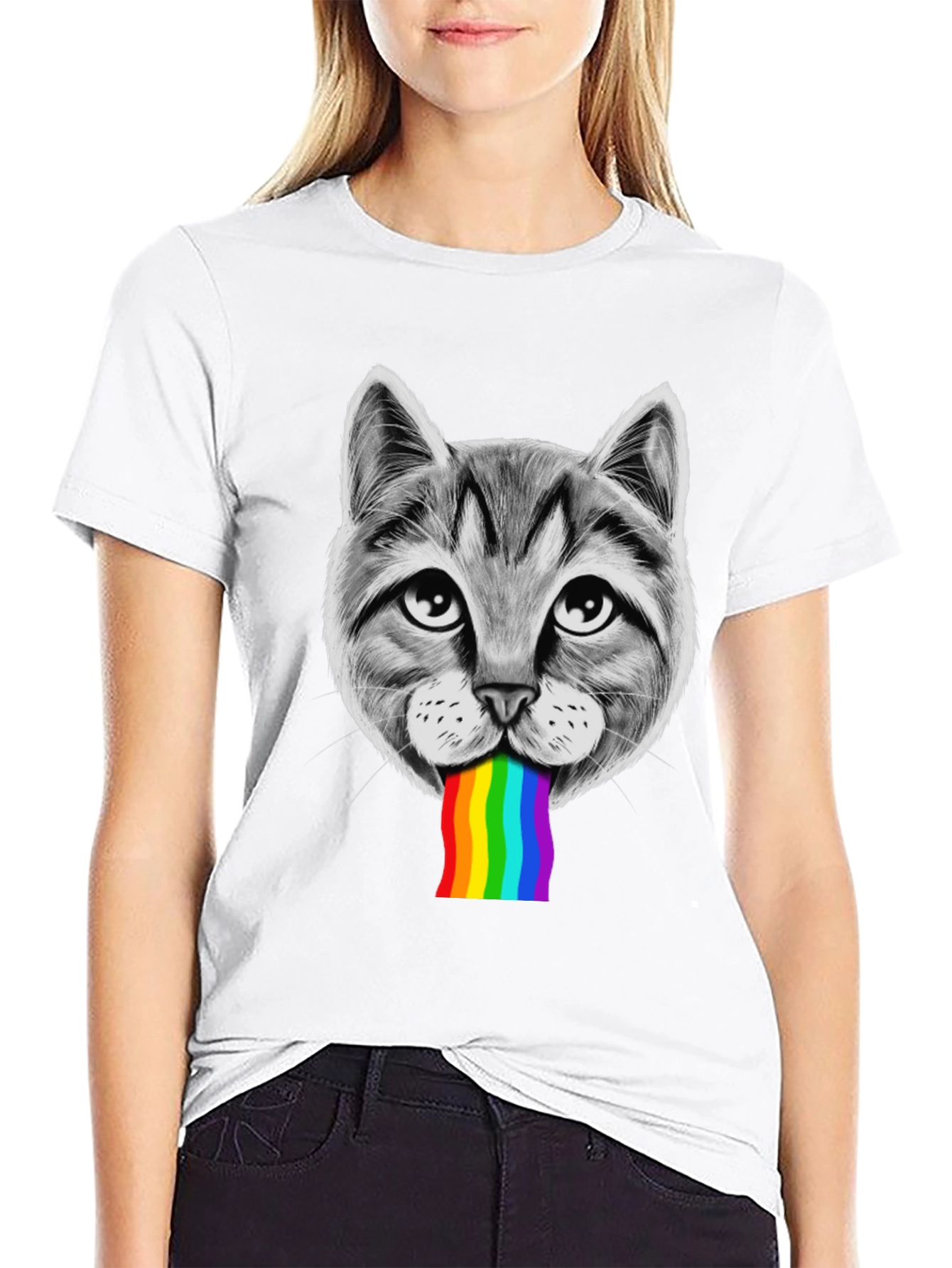 Cat Rainbow Puke T-Shirt - Pride Style
