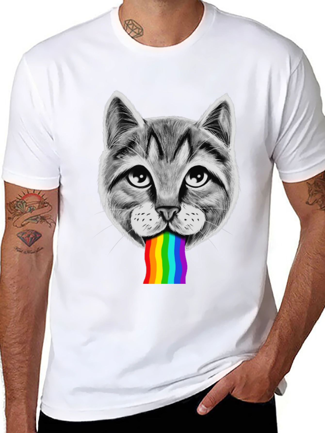 Cat Rainbow Puke T-Shirt - Pride Style