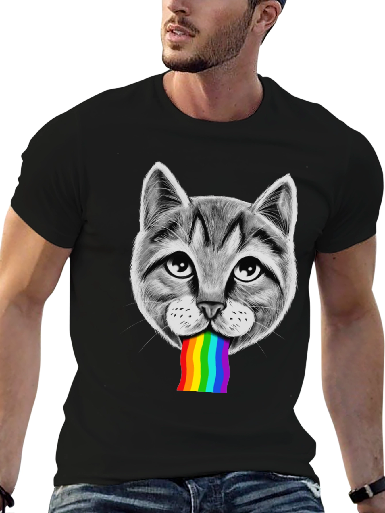 Cat Rainbow Puke T-Shirt - Pride Style
