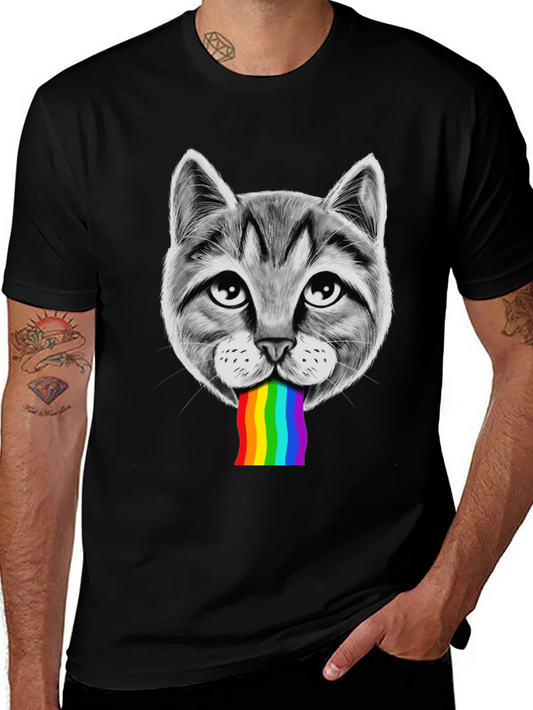 Cat Rainbow Puke T-Shirt - Pride Style