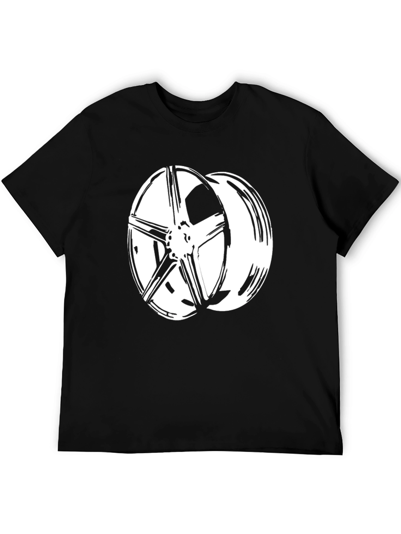 Black Wheel Design T-Shirt