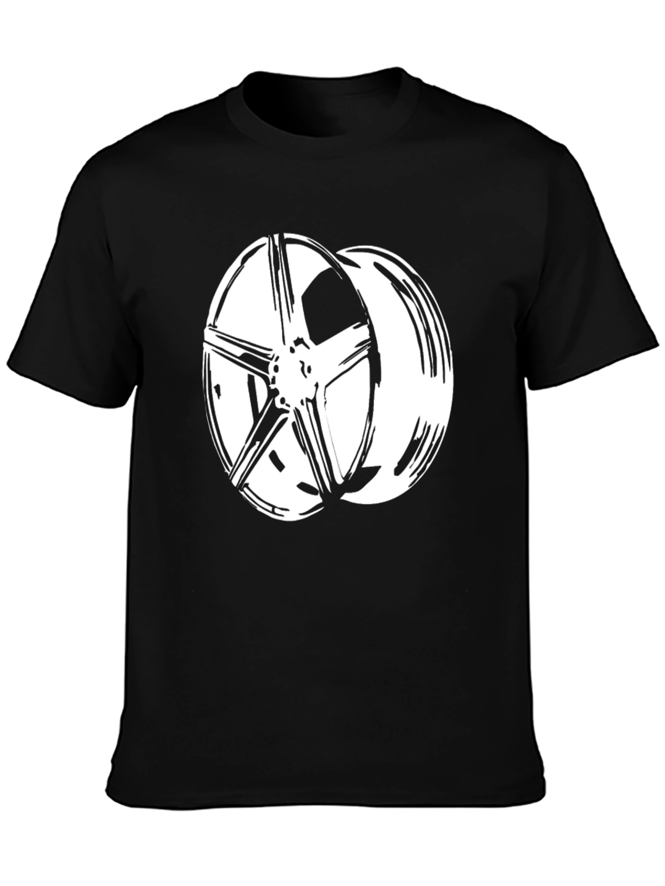 Black Wheel Design T-Shirt