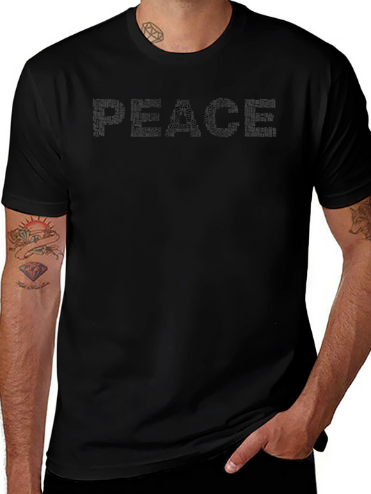 Peace Word Art Tee -  Stylish Black T-Shirt