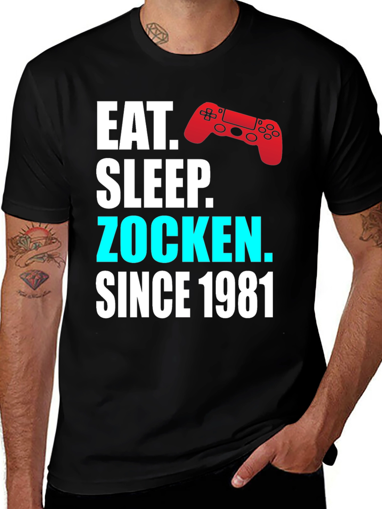 Eat Sleep Zocken Since 1981 Gamer T-Shirt
